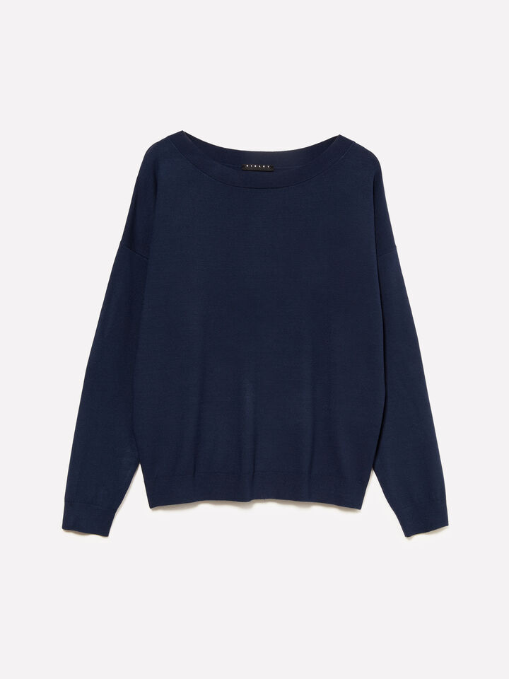 Marineblauer Pullover mit U-Boot-Ausschnitt - pullover u-bootausschnitt für damen - Dunkelblau | Sisley image number 5